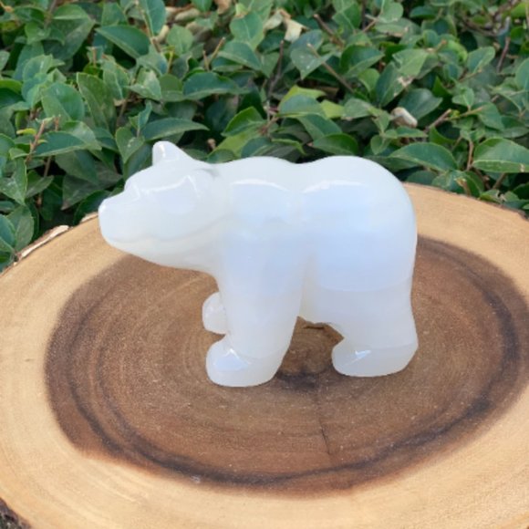 Large White Onyx 4 Inch Polished Bear, Carved Bear, Bear Figurine, Collectables - Picture 1 of 7